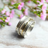 Breiter Drehring Bicolor "Shirel" Silber mit Gold