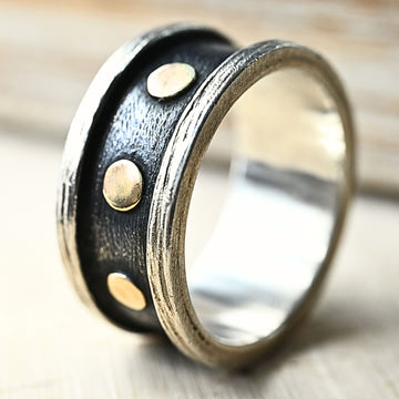 Silberring "Almog" mit Gold-Kreisen