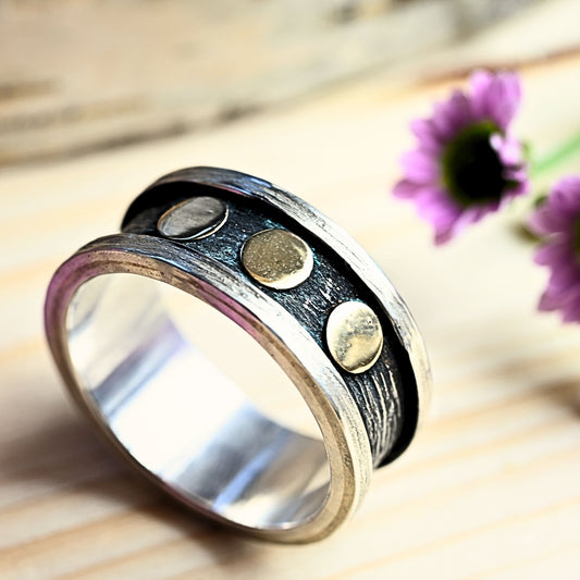 Silberring "Almog" mit Gold-Kreisen