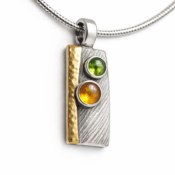 Bicolor Anhänger Silber 925 & 333 Gold mit Peridot und Citrin
