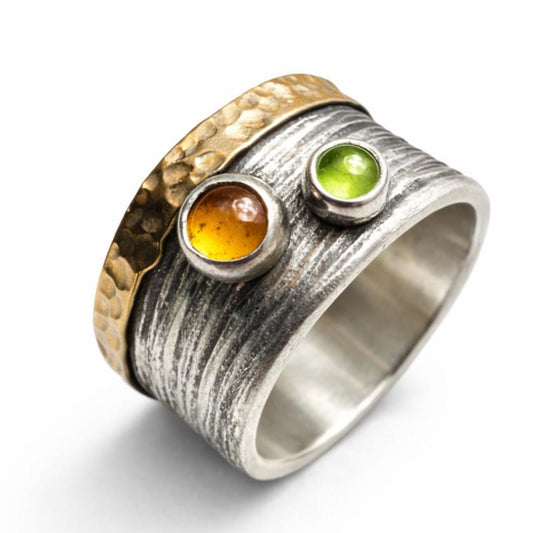 Damenring Bicolor "Oshrat" mit Citrin & Peridot