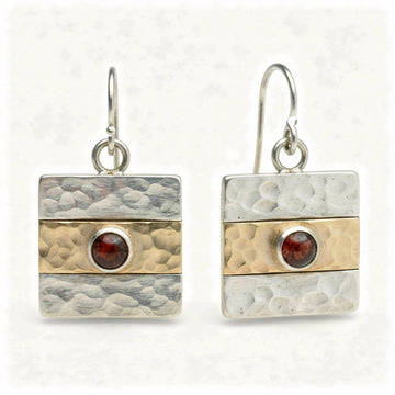 Silber Ohrringe mit Bernstein – Hammerschlag & 333 Gold