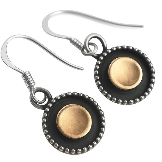 Bicolor Ohrringe aus 925 Silber & 333 Gold – Runde handgefertigte Damen-Ohrhänger