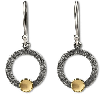 Bicolor-Ohrringe Damen – Silber oxidiert mit 333 Gold Akzent