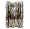 Breiter Bicolor Drehring "Ariela" 925 Silber und 333 Gold