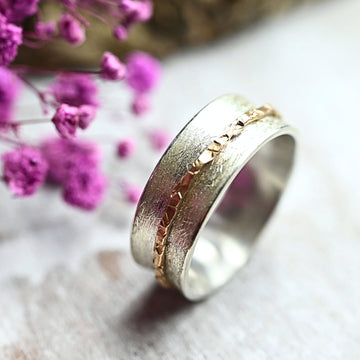Damenring aus Silber "Sarit" mit goldenem Außenring