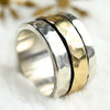 Breiter Bicolor Drehring aus Silber & 333 Gold – Damenring & Partnerring "Yuval"