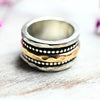Massiver Drehring "Ronia" aus 925er Silber und 333er Gold