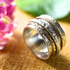 Breiter Bicolor Meditationsring aus 925 Silber und 333 Gold – "Yael"