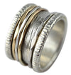 Breiter Bicolor Drehring "Ariela" 925 Silber und 333 Gold
