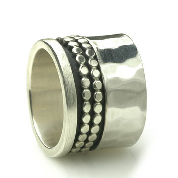 Breiter Unisex-Ring "Chagit" aus 925er Silber mit drehbaren Elementen