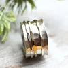 Breiter Silberring "Rachel" mit drehbaren Ringen aus Gold und Silber