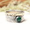 Bicolor Ring mit Grün-Achat "Merav" Silber und Gold