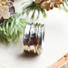 Breiter Silberring "Rachel" mit drehbaren Ringen aus Gold und Silber