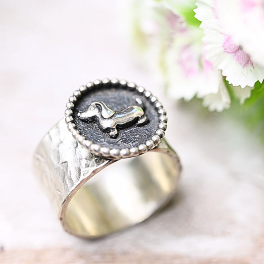 Dackel Ring aus Sterling Silber