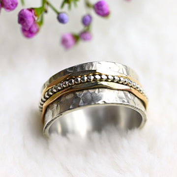 Bicolor Drehring "Noemi" Silber mit Gold