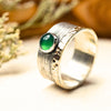 Bicolor Ring mit Grün-Achat "Merav" Silber und Gold