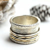 Breiter Bicolor Drehring "Ariela" 925 Silber und 333 Gold