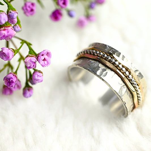 Bicolor Drehring "Noemi" Silber mit Gold
