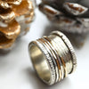 Breiter Bicolor Drehring "Ariela" 925 Silber und 333 Gold