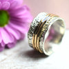 Drehring Silber trifft Gold "Yaffa" mit drei Außenringen