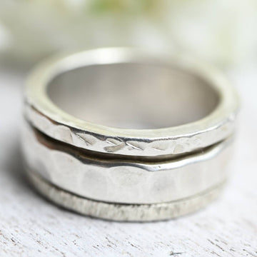 Silberring mit drehbarer Schiene – breiter Meditationsring aus 925 Silber