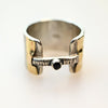 Breiter durchbrochener Silberring "Rotem" mit Onyx