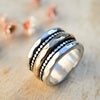 Massiver Drehring "Ronia" aus 925er Silber und 333er Gold