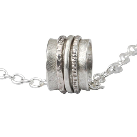 Matter Anhänger aus 925er Silber mit Drehringen