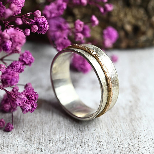 Damenring aus Silber "Sarit" mit goldenem Außenring