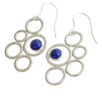 Silber Ohrringe mit Lapislazuli | Handgefertigte Hängeohrringe Kreisdesign