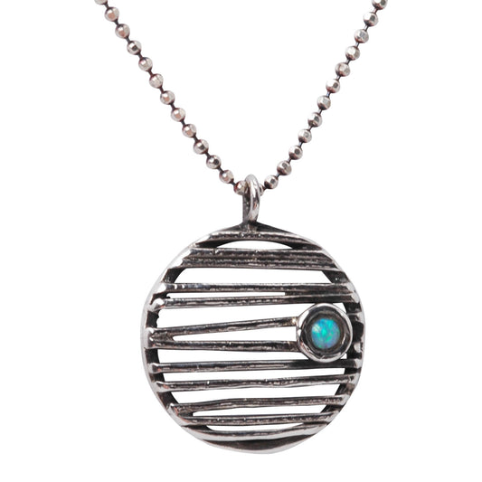 Runder Silberanhänger mit Opal (synthetisch)