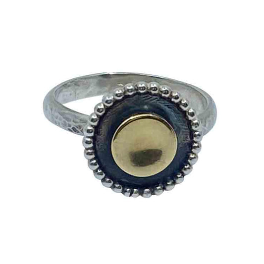 Oxidierter Ring "Aya" aus 925er Silber mit 333er Gold Highlight