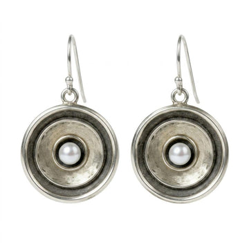 Oxidierte Silberohrringe rund mit Perle – handgefertigt aus 925 Sterling Silber