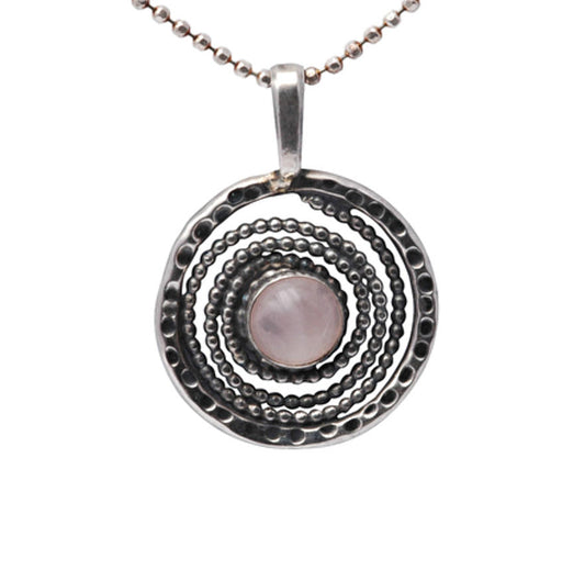 Rosenquarz Anhänger aus Sterling Silber