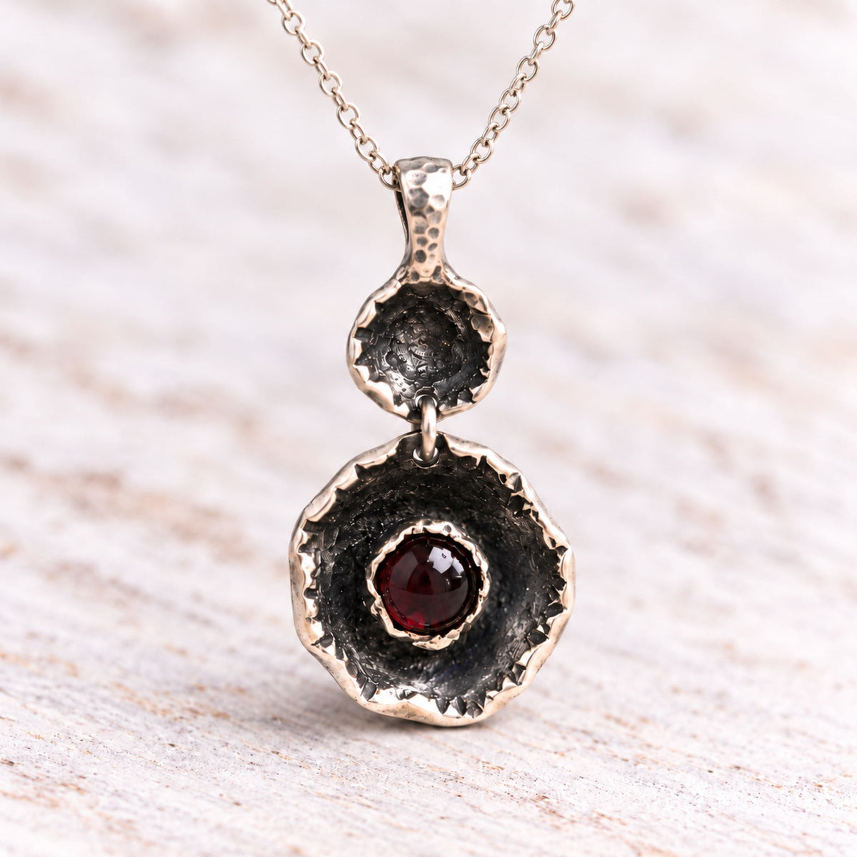 Zweiteiliger Silber Anhänger mit Granat aus 925 Silber