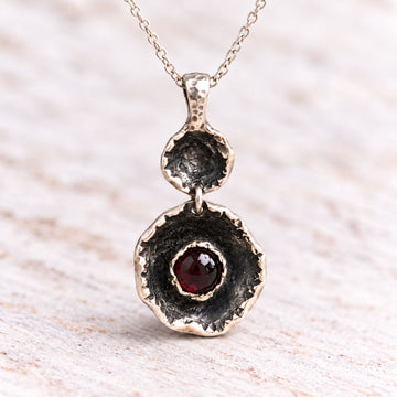 Zweiteiliger Silber Anhänger mit Granat aus 925 Silber