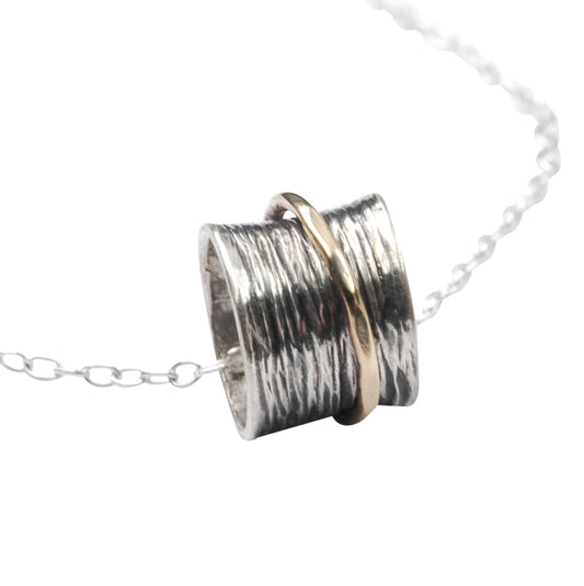 Silberanhänger mit einem Drehring aus 375er Gold