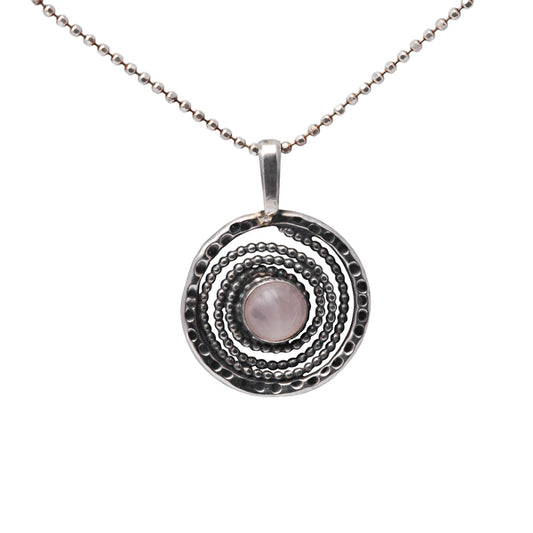 Rosenquarz Anhänger aus Sterling Silber