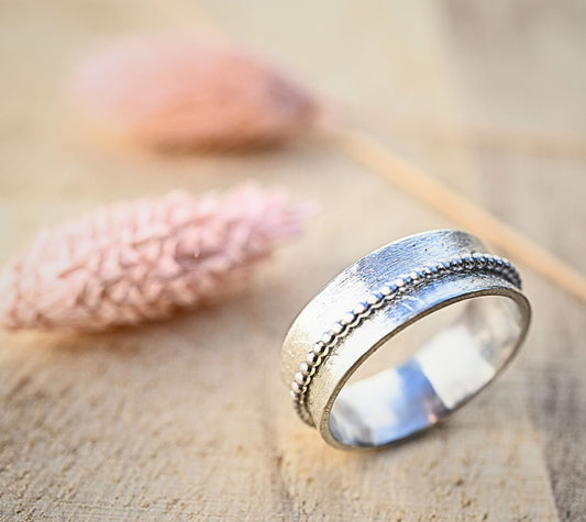 Drehring "Dafna" 925er Silber mit Perlenschiene