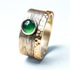 Bicolor Ring mit Grün-Achat "Merav" Silber und Gold