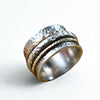 Breiter Bicolor Meditationsring aus 925 Silber und 333 Gold – "Yael"