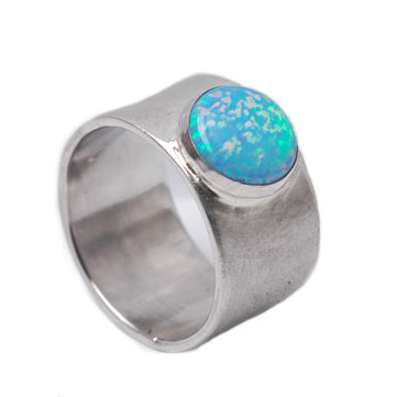 Breiter Silberring "Moran" mit synthetischem Opal