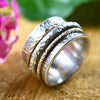 Breiter Bicolor Meditationsring aus 925 Silber und 333 Gold – "Yael"
