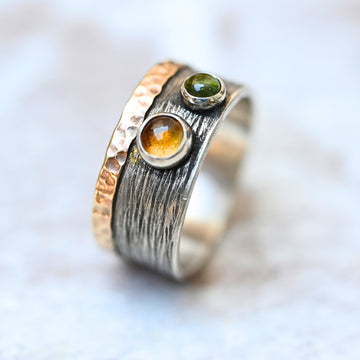 Bicolor Ring "Oshrat" mit Citrin & Peridot