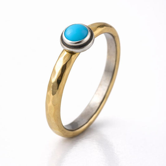 Bicolor Türkis Ring "Elia" aus 925er Silber und 333er Gold