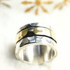 Breiter Bicolor Drehring aus Silber & 333 Gold – Damenring & Partnerring "Yuval"