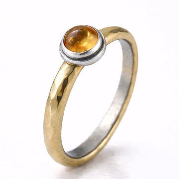 Bicolor Citrin Ring "Tamar" aus 925er Silber und 333er Gold